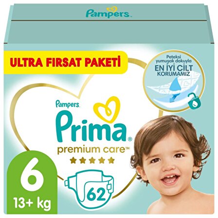 Prima Bebek Bezi Premium Care 6 Beden 62'li Ekstra Large Fırsat Paketi