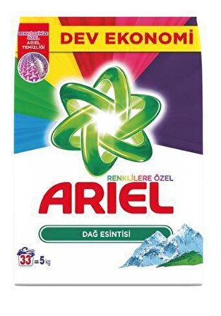 Ariel Dağ Esintisi Parfümlü Renkliler İçin Toz Çamaşır Deterjanı 5 kg 33 Yıkama