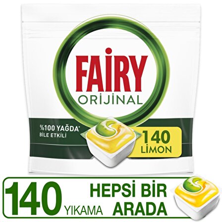 Fairy Hepsi Bir Arada Limon Kokulu 140 Yıkama Tablet Bulaşık Makinesi Deterjanı 140 Adet 