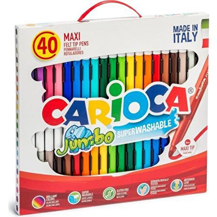Carioca Jumbo Süper Yıkanabilir Keçeli Boya Kalemi 40’lı