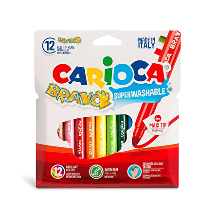 Carioca Bravo Süper Yikanabilir Keçeli Boya Kalemi 12'Li
