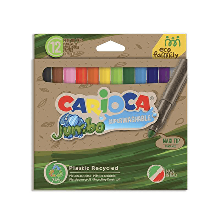 Carioca Eco Famıly Jumbo Süper Yıkanabilir Keçeli Boya Kalemi 12'li