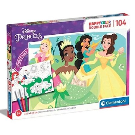 Clementoni  104 Parça Double Face Coloring Puzzle Princess