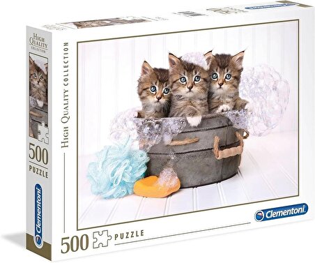 Clementoni  35065 Collection Yetişkin Puzzle 500 Parça Kittens and Soap