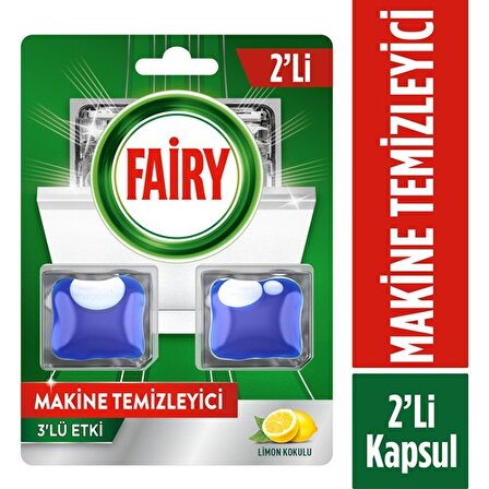 Fairy Bulaşık Makinesi Temizleyici, Kolay Temizlik, Limon Kokulu, 2 Kapsül