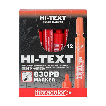 Hi-Text 830PB Yuvarlak Uç Permanent Marker Koli Kalemi Kırmızı 12 Adet