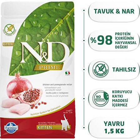 N-D Tahilsiz Tavuklu Narli Kitten Yavru Kedi Mamasi 1,5 Kg