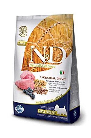 N&D Ancestral Grain Düşük Tahıllı Kuzu Etli ve Yaban Mersinli 7 kg Küçük Irk Yetişkin Köpek Maması