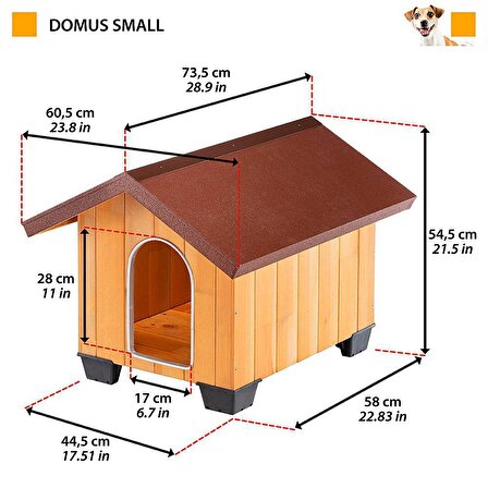 Ferplast Domus Ahşap Çatılı Köpek Kulübesi Small 61x74,5x55 Cm 