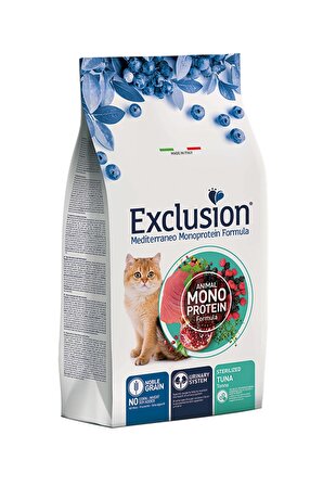 Exclusion Monoprotein Ton Balıklı ve Narlı Düşük Tahıllı Kısırlaştırılmış Kedi Maması 1,5 Kg