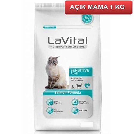 Lavital Sensitive Somonlu Kedi Maması 1 kg AÇIK