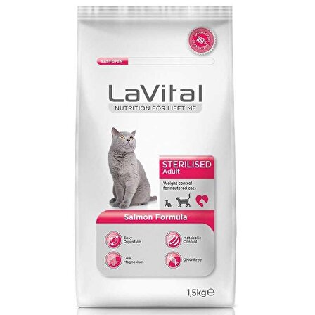 Lavital Kısırlaştırılmış Somonlu Kedi Maması 1,5 K