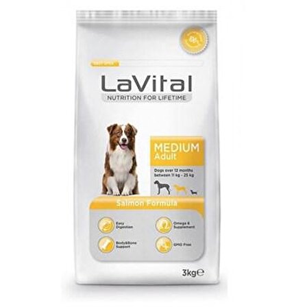 LaVital Somonlu Orta Irk Yetişkin Kuru Köpek Maması 3 kg
