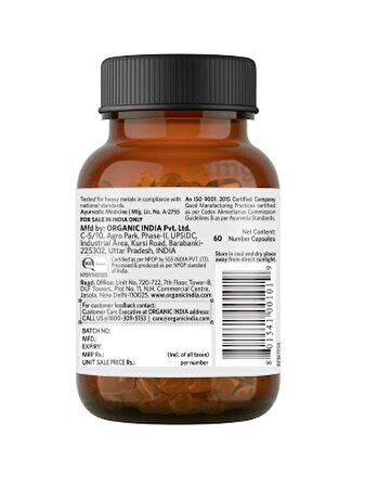 Organic İndia Ashwagandha 400 mg 60 Kapsül