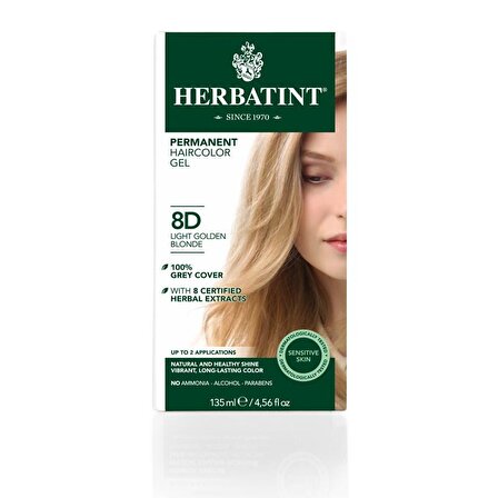 HERBATINT 8D Light Golden Blonde (Açık Altın Sarı) 150 ml Bitkisel Saç Boyası