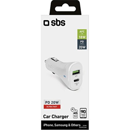 Sbs Araç Şarj Cihazı Usb-C Pd 20W + 1xusb-A