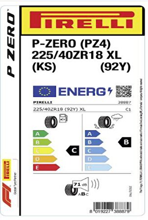 Pirelli 225/40Z R18 (92Y) XL P zero (KS) (PZ4) Oto Yaz Lastiği ( Üretim: 2024 )