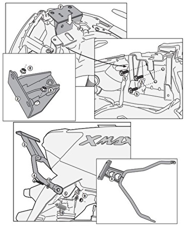 Givi SR2117M YAMAHA X-MAX 125-250 (14-17) Arka Çanta Tasiyici