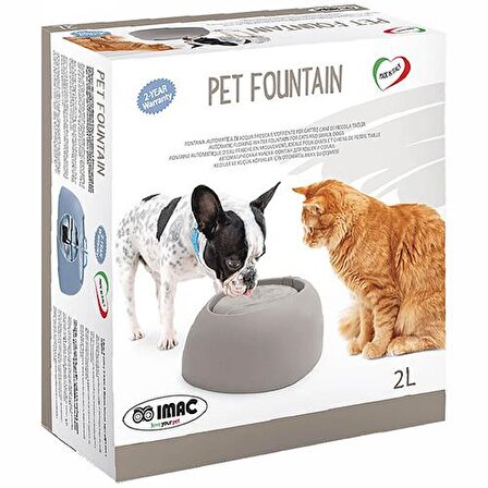 İmac Pet Fountain Kedi ve Köpek İçin Otomatik Su Kabı Gri 220v 32x28x13 Cm 