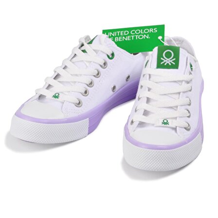 Benetton Bn-30176 Beyaz-Lila Kadın Spor Ayakkabı