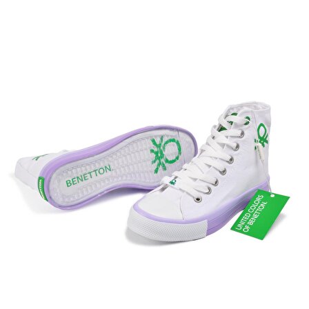 Benetton Bn-30189 Beyaz-Lila Kadın Spor Ayakkabı
