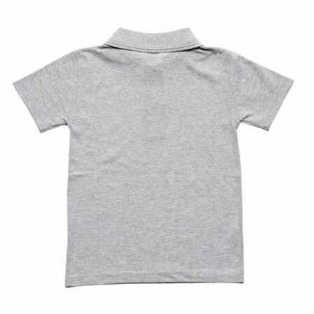 Gri Kısa Kol Düz Yakalı 6-16 Yaş Çocuk Okul Lakos Tişört T-shirt - 80238-Gri