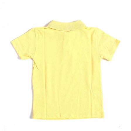 Sarı Kısa Kol Düz Yakalı 6-16 Yaş Çocuk Okul Lakos Tişört T-shirt - 80238-Sarı