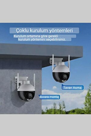 QASUL  Akıllı Ev Güvenlik Sistemi IP Kablosuz Wifi 2MP Kamera Çift Lensli Flaş Işıkları Kamera