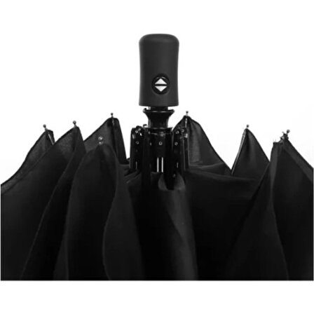 Eleven Market Şemsiye Siyah Tam Otomatik Rüzgarda Kırılmayan