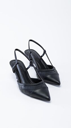 Coco Siyah Arkası Açık Topuklu Ayakkabı