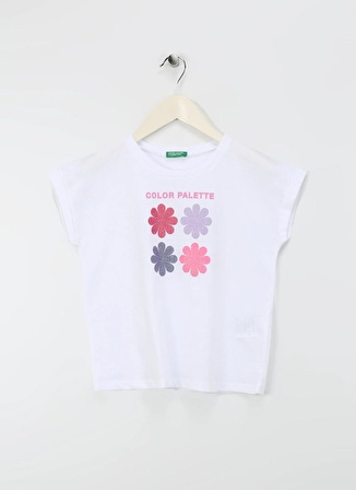 Benetton Beyaz Kız Çocuk T-Shirt 3I1XC10I6