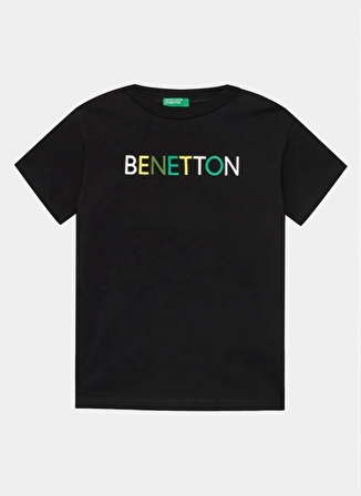 Benetton Siyah Erkek T-Shirt 3I1XC10H3