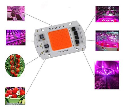 Tam Spektrum 380-840nm UV LED COB Topraksız Tarım Bitki Büyütme 50W 220V 
