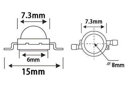 3W UV Boncuk Power Led 365-370nm 2-3 lumen 700 mAh 45 Mil 3.4-3.8V 