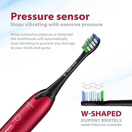 Wagner Stern Basınç Sensörlü Ultrasonik Beyazlatıcı Diş Fırçası - Bordo