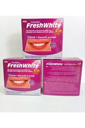 Fresh White Diş Parlatıcı Ve Beyazlatıcı Bakım Tozu Karanfil Aromalı 50g-3'lü
