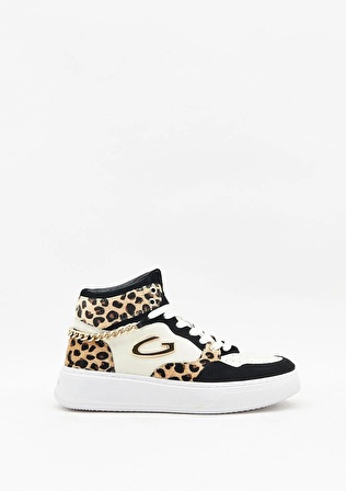 Guardiani New Era 0157 Kadın Siyah Leopar Deri Sneaker