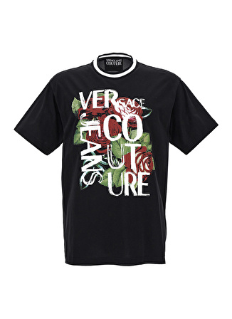 Versace Jeans Couture Bisiklet Yaka Siyah Erkek T-Shirt 74GAHF03CJ03F899