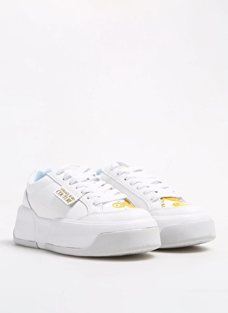 Versace Jeans Couture Sarı - Beyaz Kadın Deri Sneaker 75VA3ST2ZP305G03