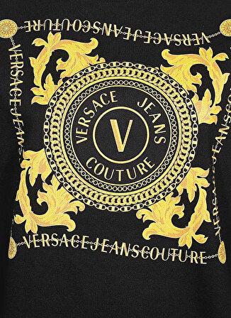 Versace Jeans Couture Bisiklet Yaka Baskılı Siyah Kadın Sweatshırt 75HAIF07
