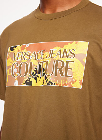 Versace Jeans Couture Bisiklet Yaka Haki Erkek T-Shirt 75GAHE01CJ00E107