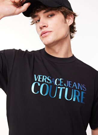 Versace Jeans Couture Bisiklet Yaka Siyah Erkek T-Shirt 75GAHG01CJ00G899
