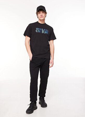 Versace Jeans Couture Bisiklet Yaka Siyah Erkek T-Shirt 75GAHG01CJ00G899