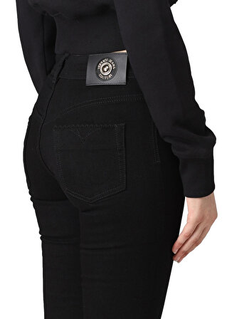 Versace Jeans Couture Yüksek Bel Dar Paça Normal Siyah Kadın Denim Pantolon 75HAB5J0