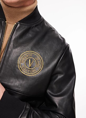 Versace Jeans Couture Siyah Erkek Deri Ceket 75GAVP07CPPS3G89