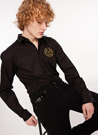 Versace Jeans Couture Slim Fit Gömlek Yaka Siyah Erkek Gömlek 75GALYS2CN002899