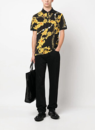 Versace Jeans Couture Siyah Erkek Polo T-Shirt 75GAG6S0JS237G89