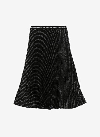 Versace Jeans Couture Yüksek Bel Siyah Kadın Desenli Midi Etek 75HAE808