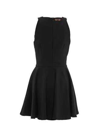 Versace Jeans Couture V Yaka Düz Siyah Mini Kadın Elbise 75HAO907