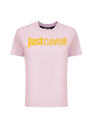 Just Cavalli Bisiklet Yaka Baskılı Beyaz Kadın T-Shirt 74PBHF00